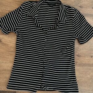 Sanctuary Black and White Striped Button-Up Top size M